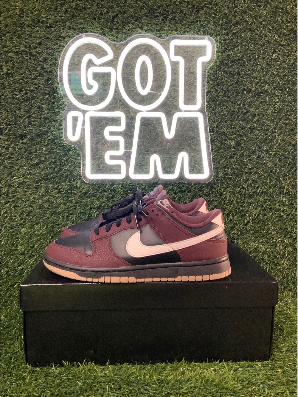 Nike Dunk Low HM9658-600 Size 10 Burgundy Black White Used